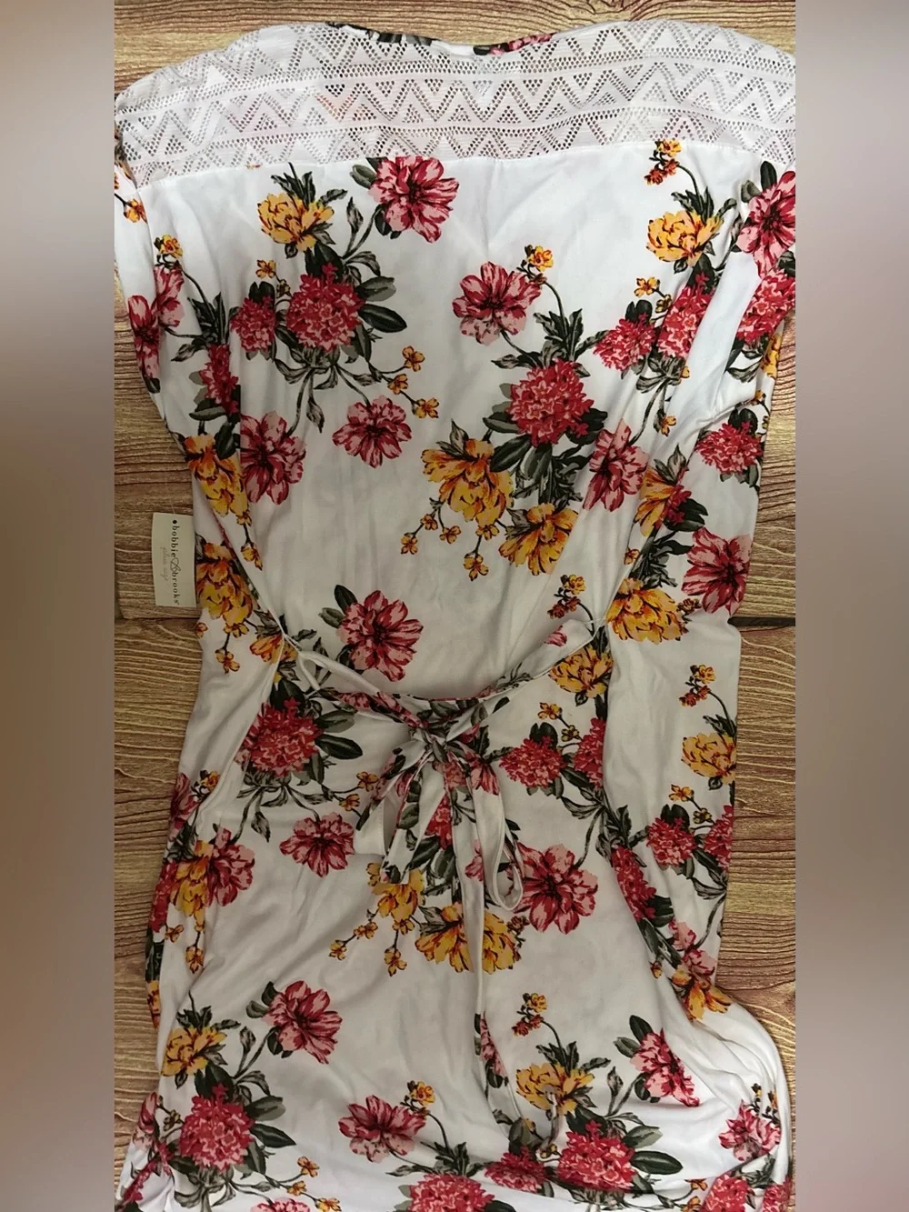 Bobbie Brooks White Tunic with Pink & Yellow Floral Print